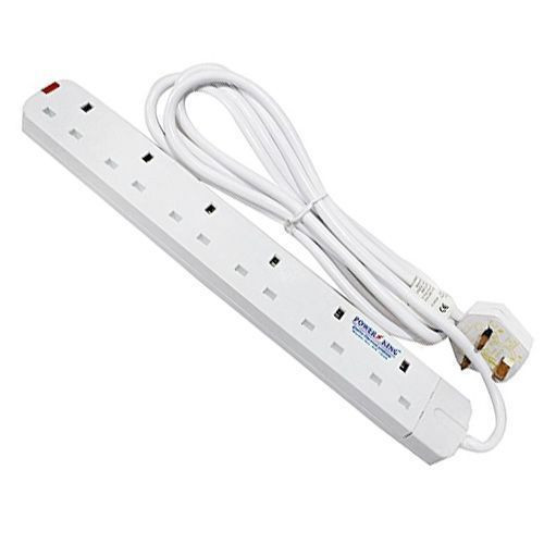 Power King Extension Cable 6 Way - White